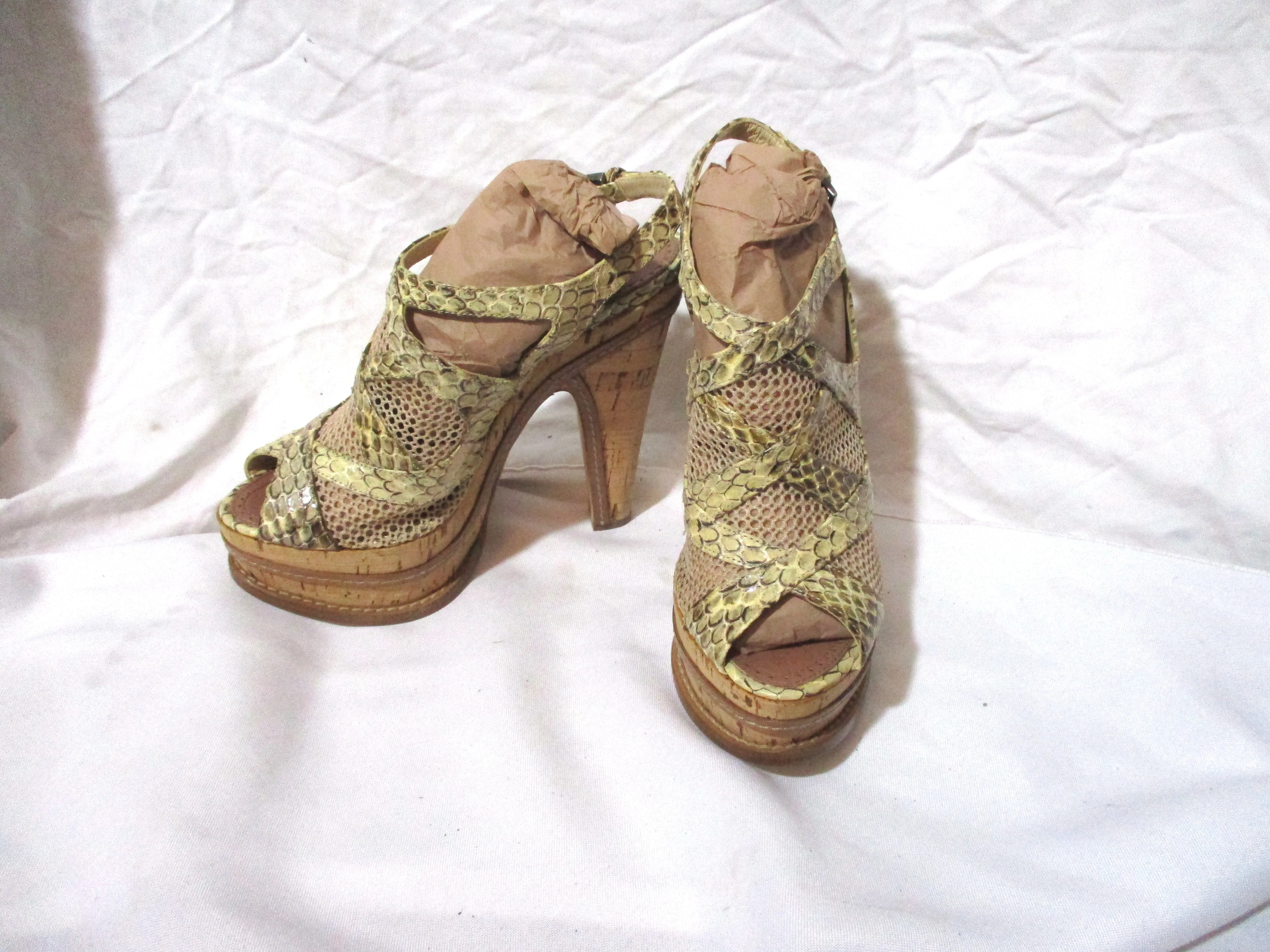 EUC ALAIA PARIS PYTHON PLATFORM Sandal Shoe 36.5 SNAKE MESH