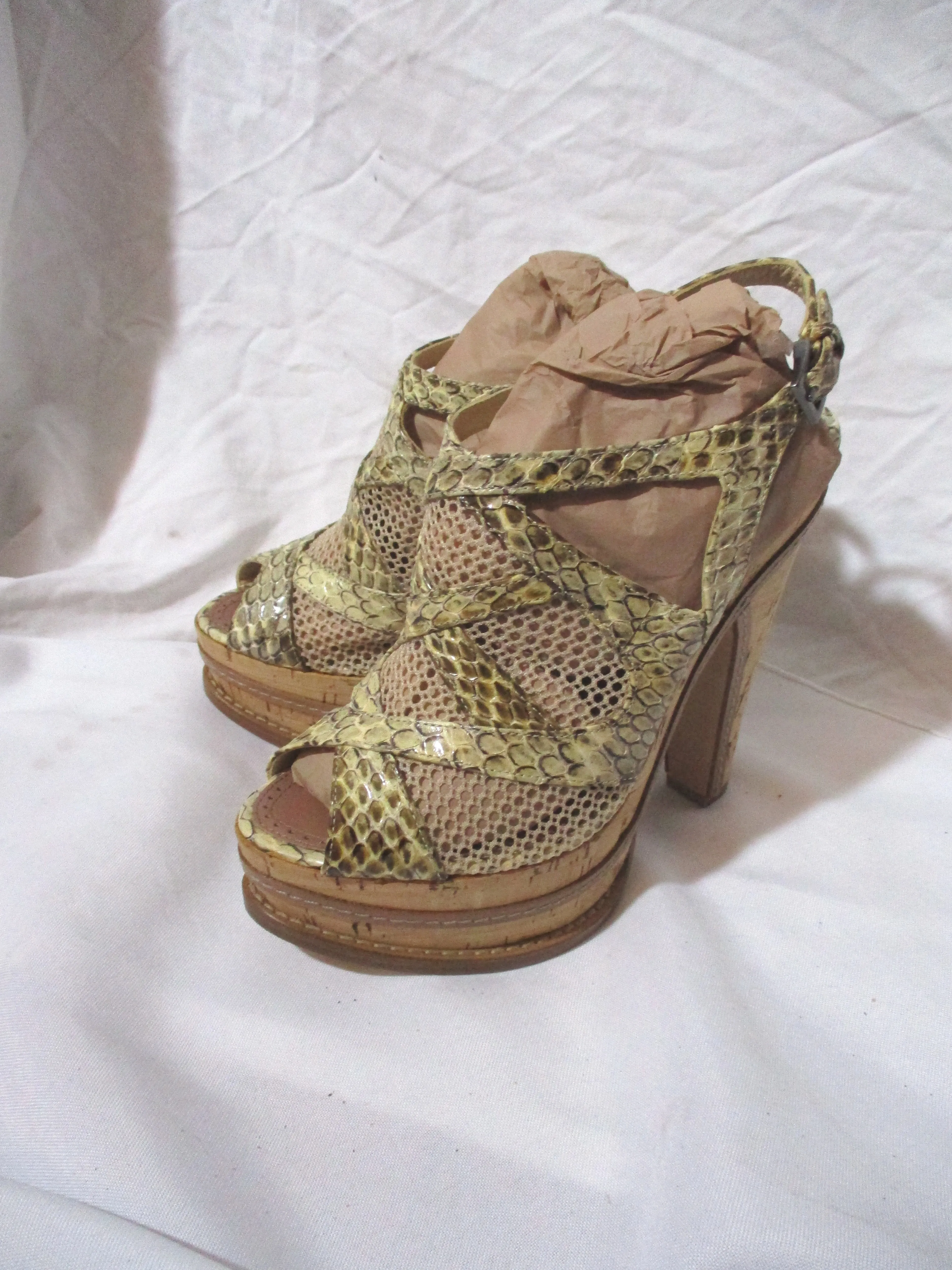 EUC ALAIA PARIS PYTHON PLATFORM Sandal Shoe 36.5 SNAKE MESH