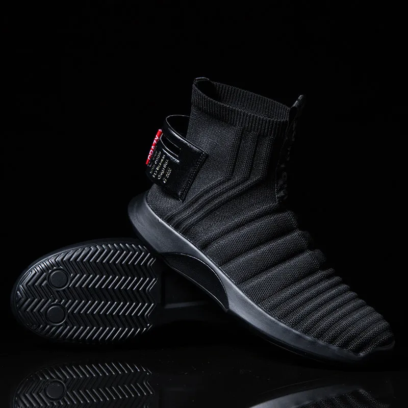 Fires Men Casual Shoes Fashion Black White Loafer Shoes Male Breathable Cool Flat Shoes High Top Man's Outdoor Sneakers