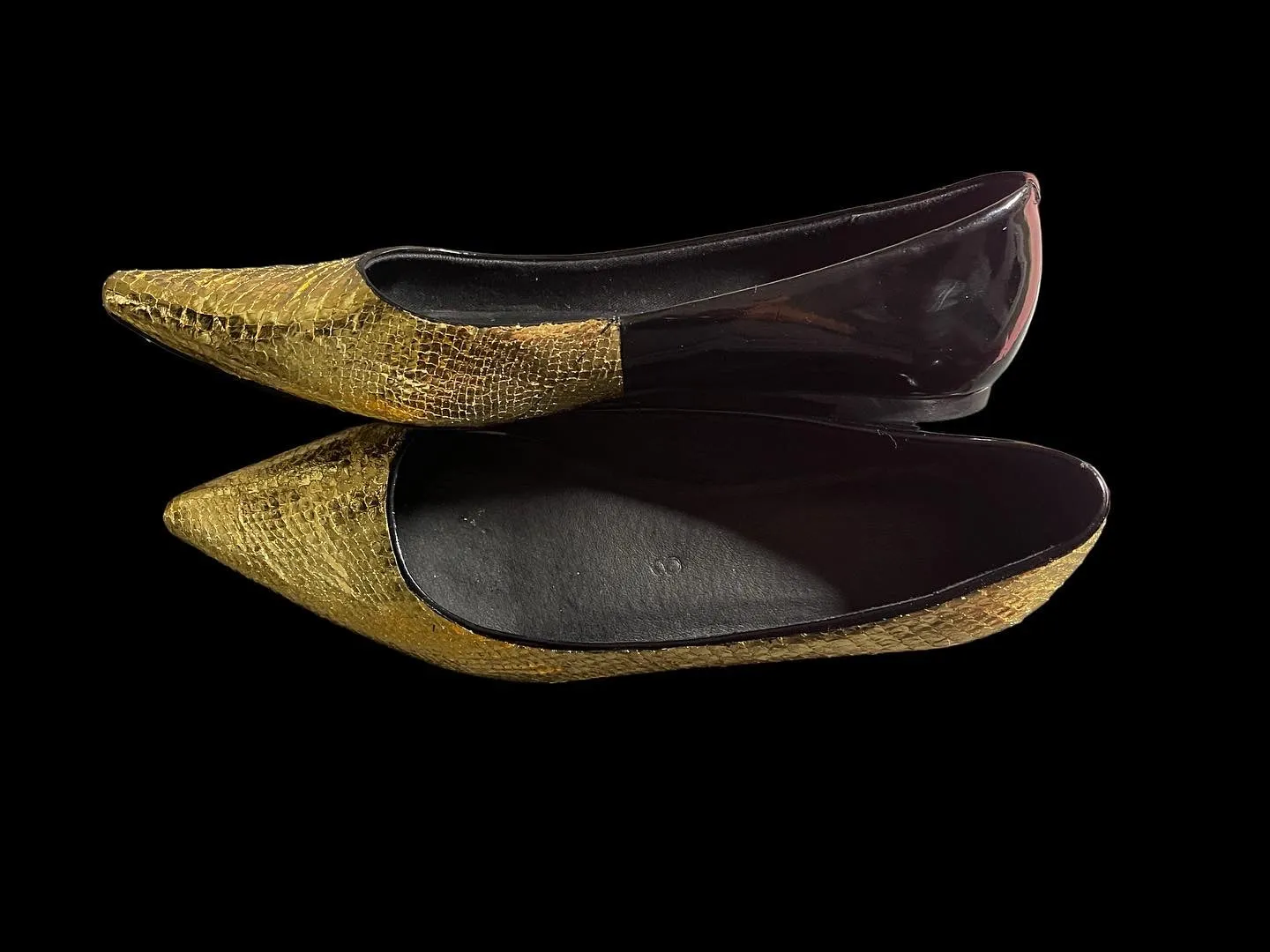 Fish Skin Leather Shoes in Gold - Size 8