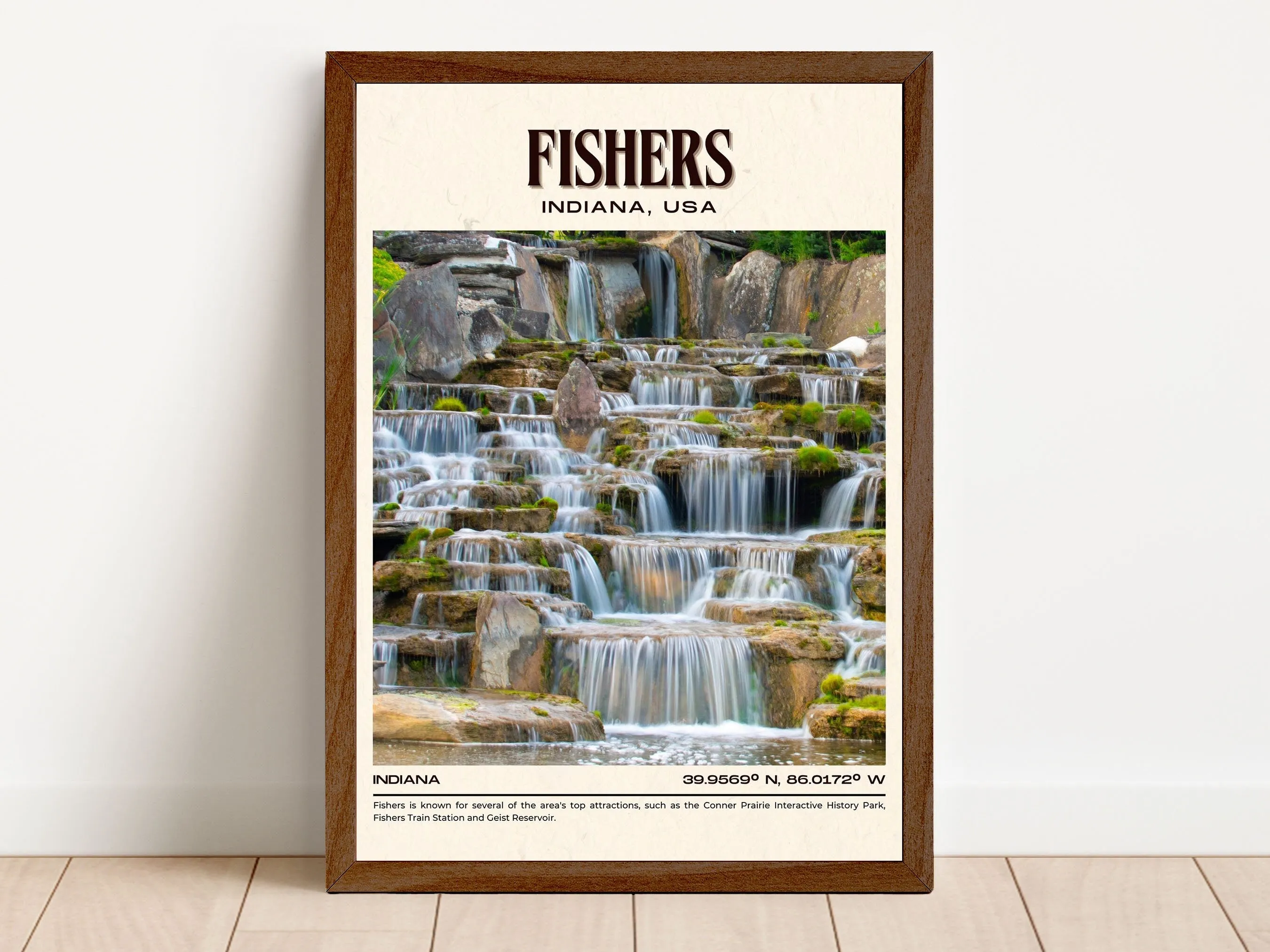 Fishers Vintage Wall Art, Indiana, USA Poster