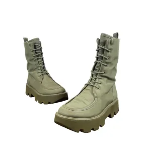 Franco Sarto Womens Lace-Up Side Zip L Margey 2 Combat Boots Olive Green Size 9M
