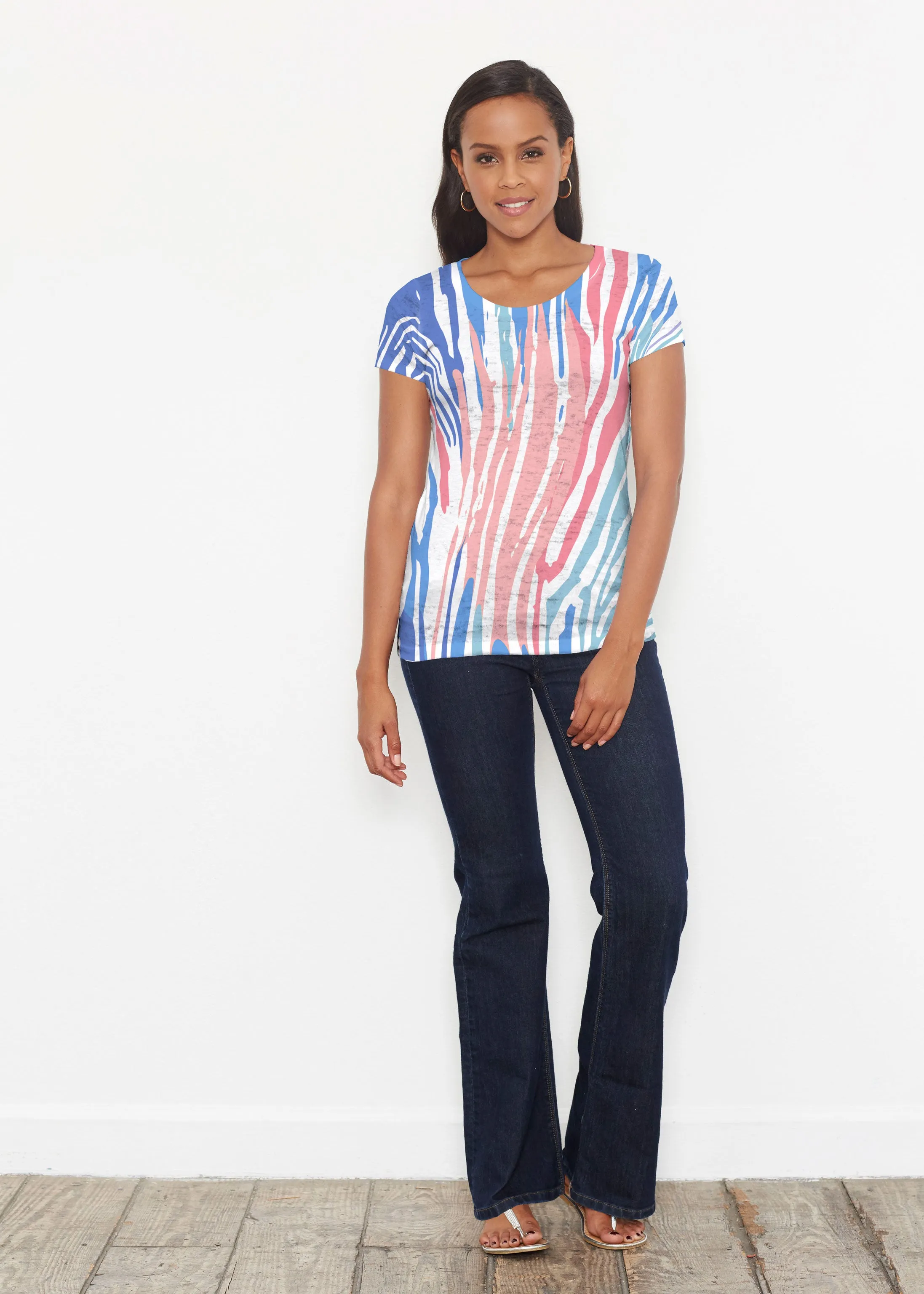 Fruity Stripes (14272) ~ Short Sleeve Scoop Shirt