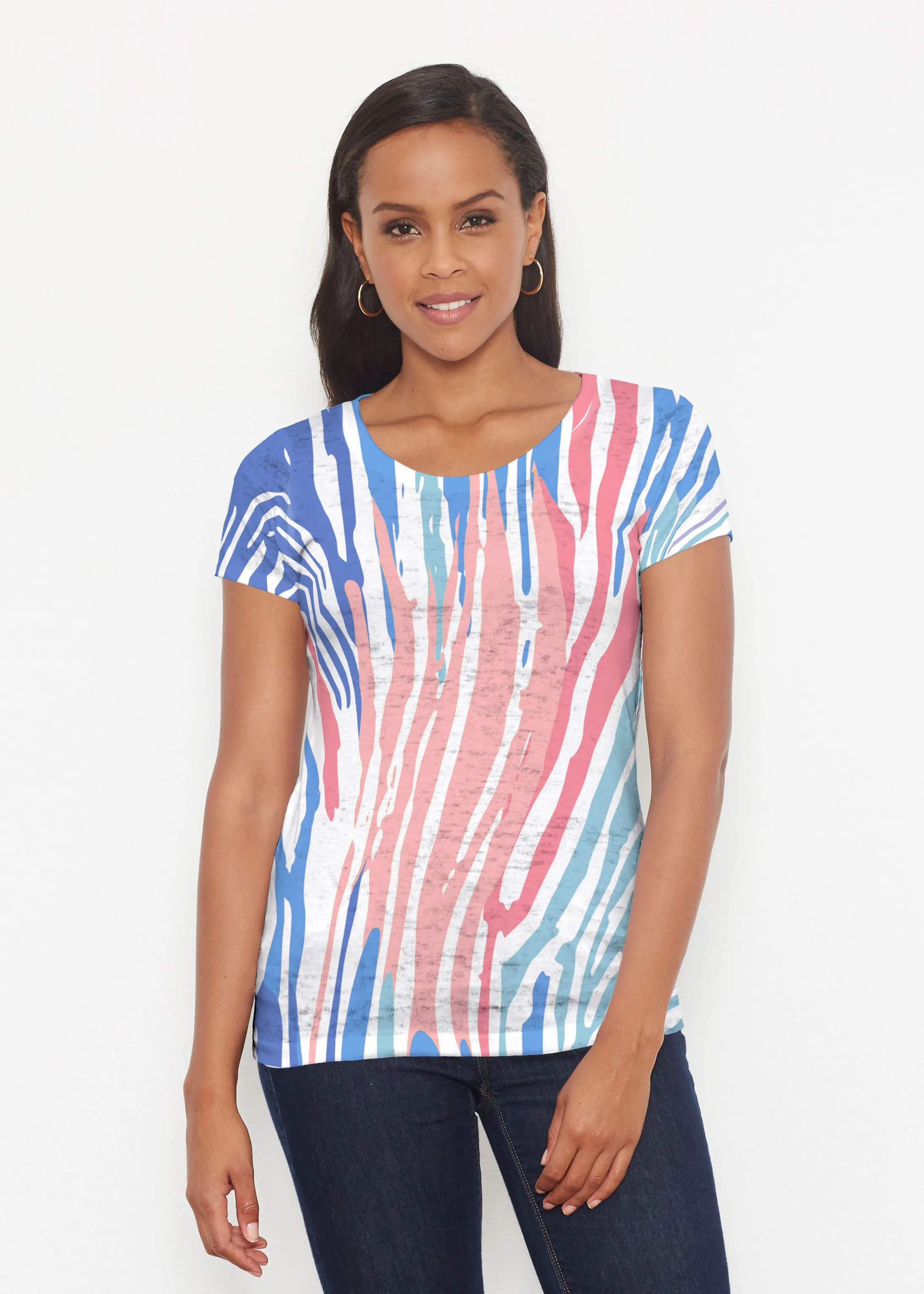 Fruity Stripes (14272) ~ Short Sleeve Scoop Shirt