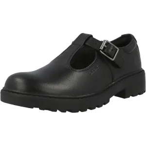 Geox Casey Black Leather T-Bar School Ballet Flats