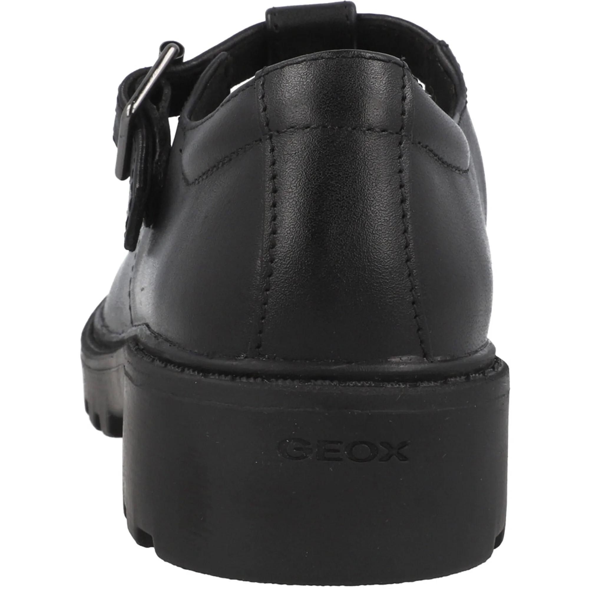 Geox Casey Black Leather T-Bar School Ballet Flats