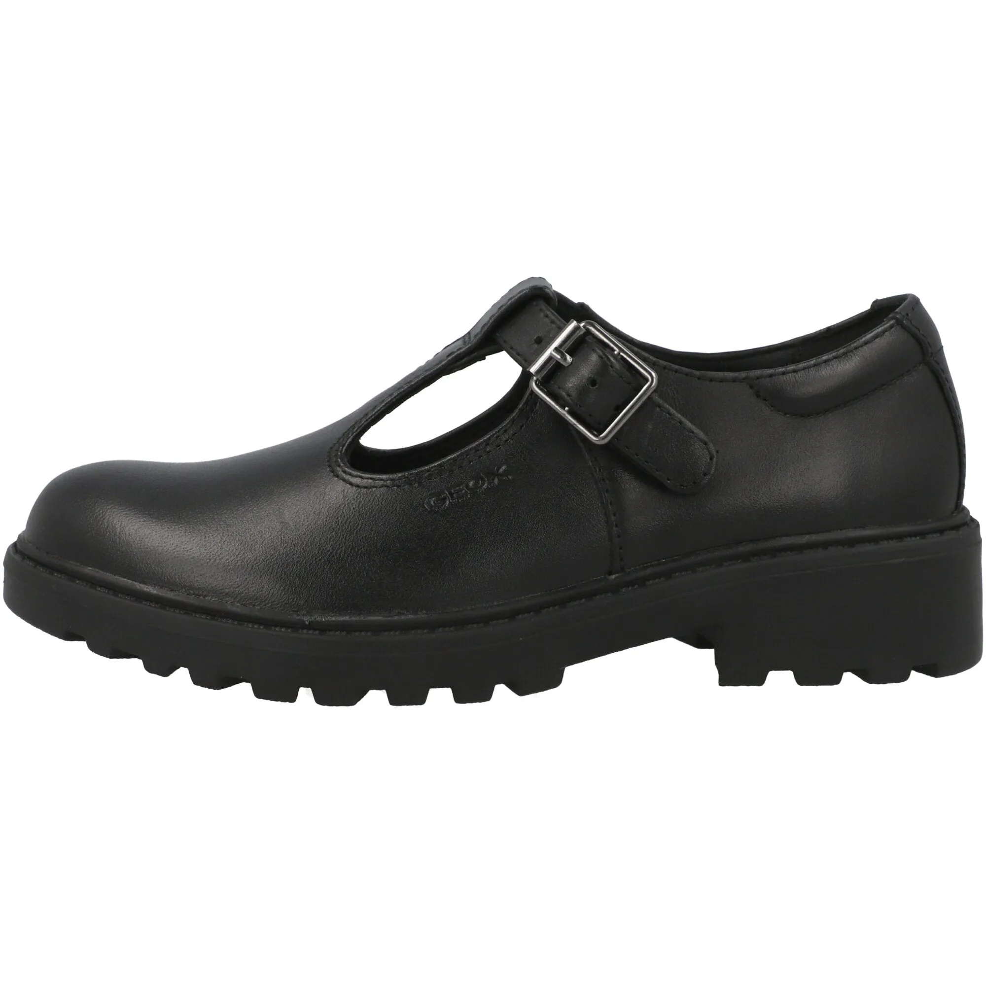 Geox Casey Black Leather T-Bar School Ballet Flats