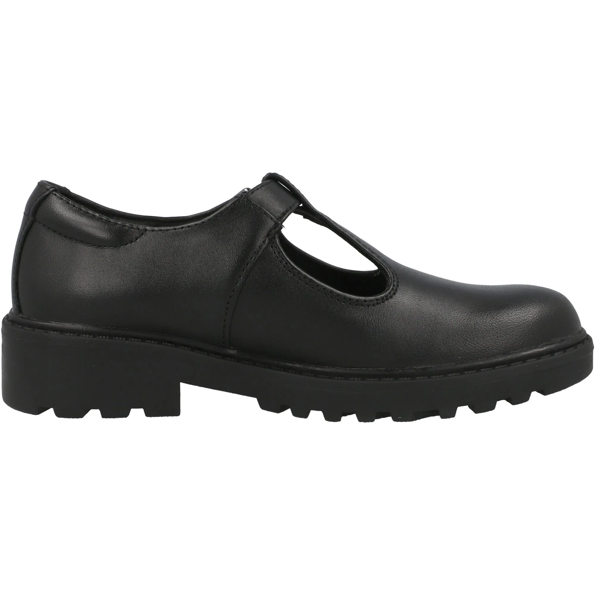 Geox Casey Black Leather T-Bar School Ballet Flats
