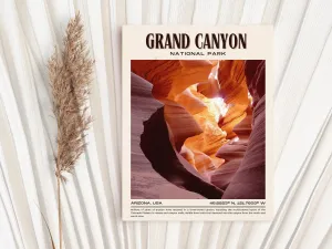 Grand Canyon National Park Vintage Wall Art, Arizona, USA