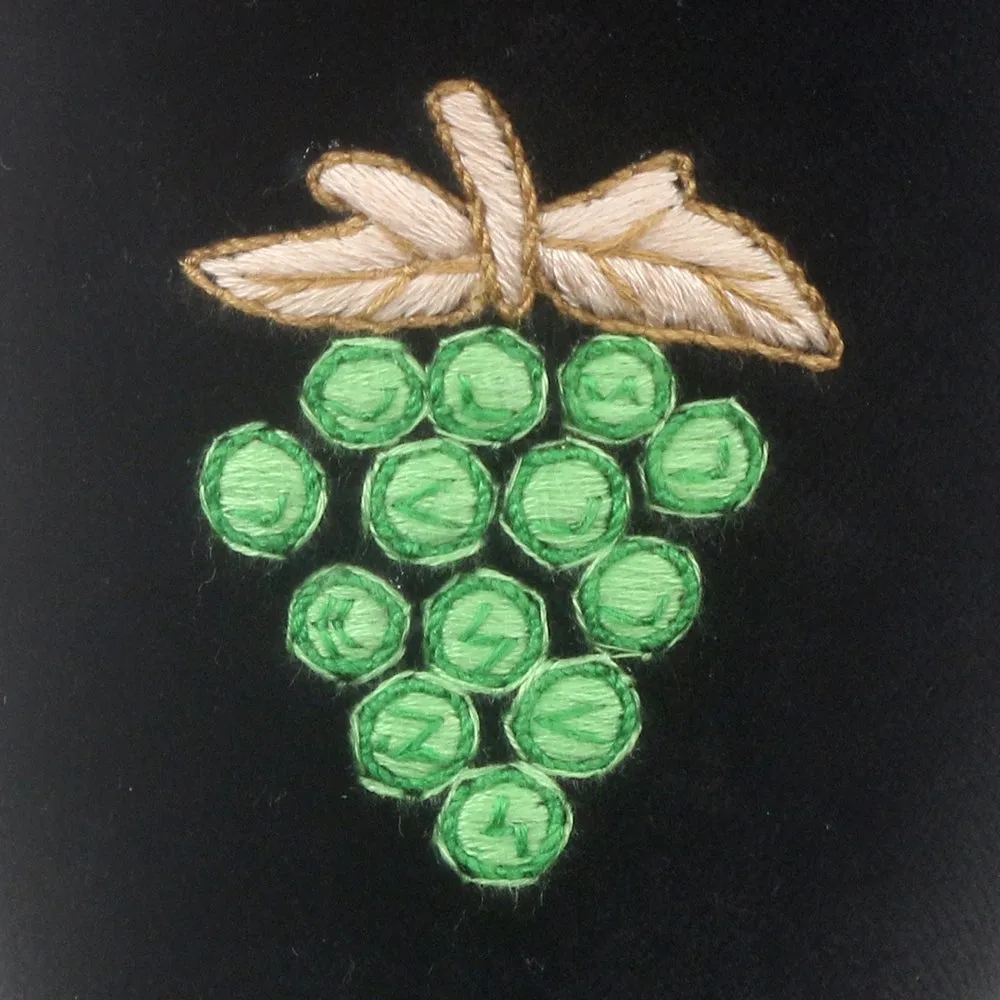 Grapes Motif Embroidered Velvet Slipper
