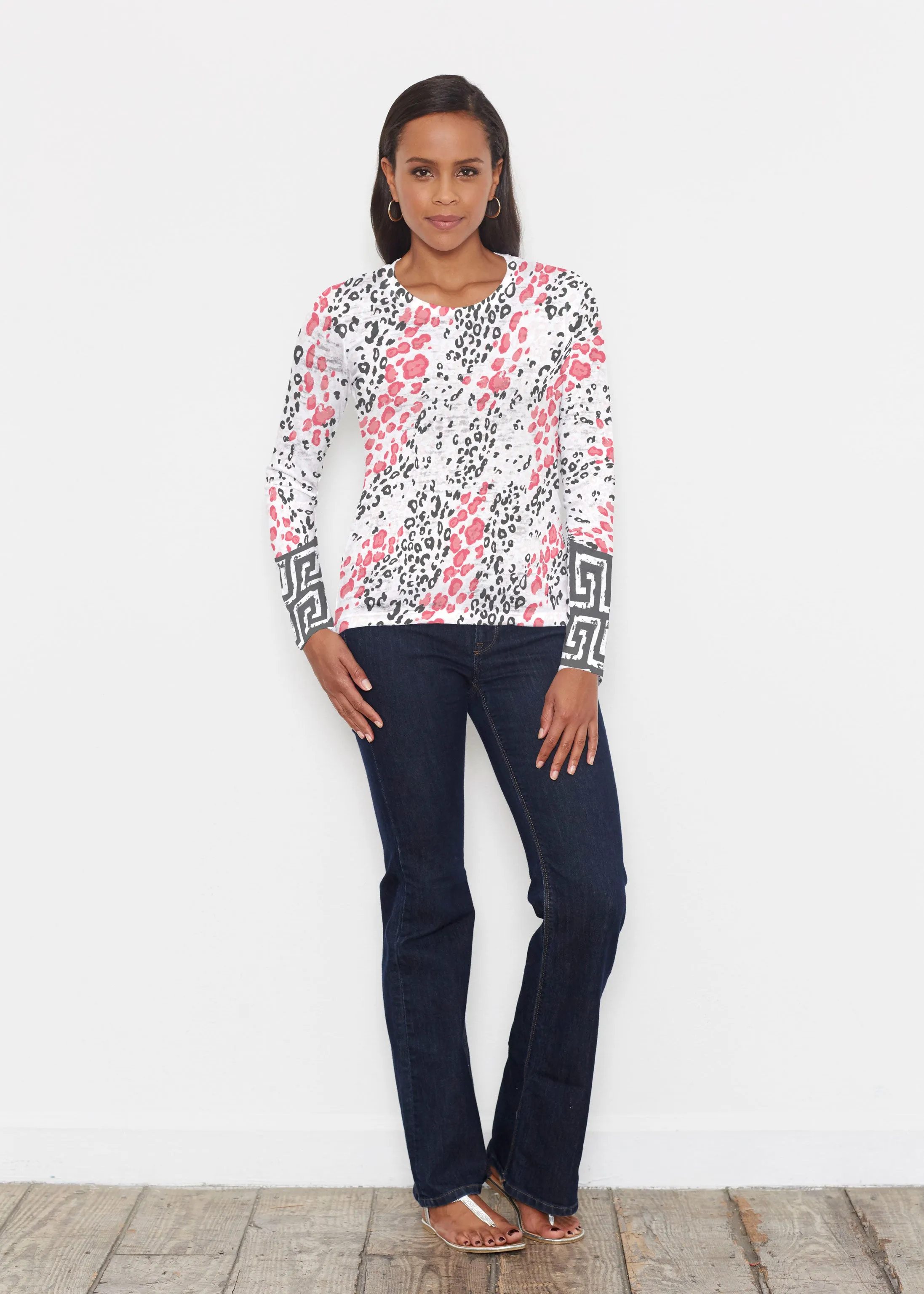 Greek Cat Pink (7903) ~ Signature Long Sleeve Crew Shirt