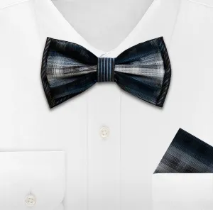 GREY WOVEN BOW TIE & HANKIE SET