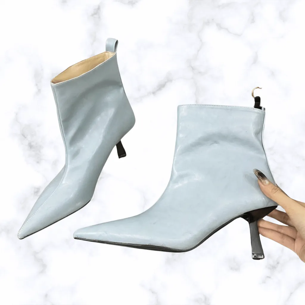 Handmade Pointed Toe Ankle Boots for Women – Elegant Wedding & Party Shoes, Slim Fit Short Booties