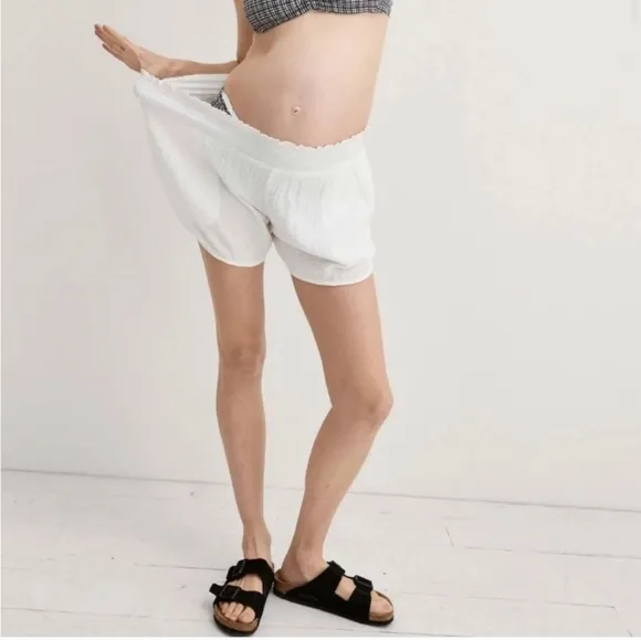 Hatch Maternity Henri White Gauze Casual Lounge Shorts Large NEW