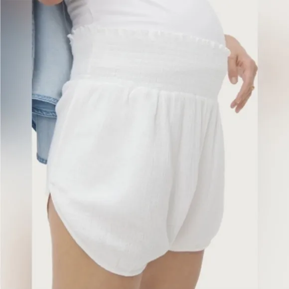 Hatch Maternity Henri White Gauze Casual Lounge Shorts Large NEW