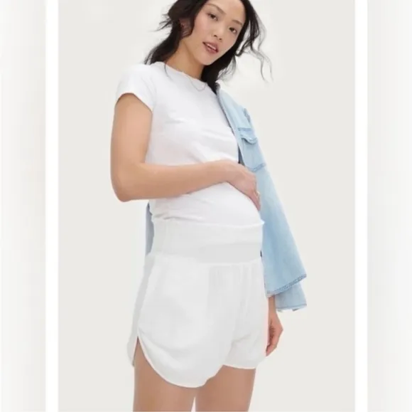 Hatch Maternity Henri White Gauze Casual Lounge Shorts Large NEW