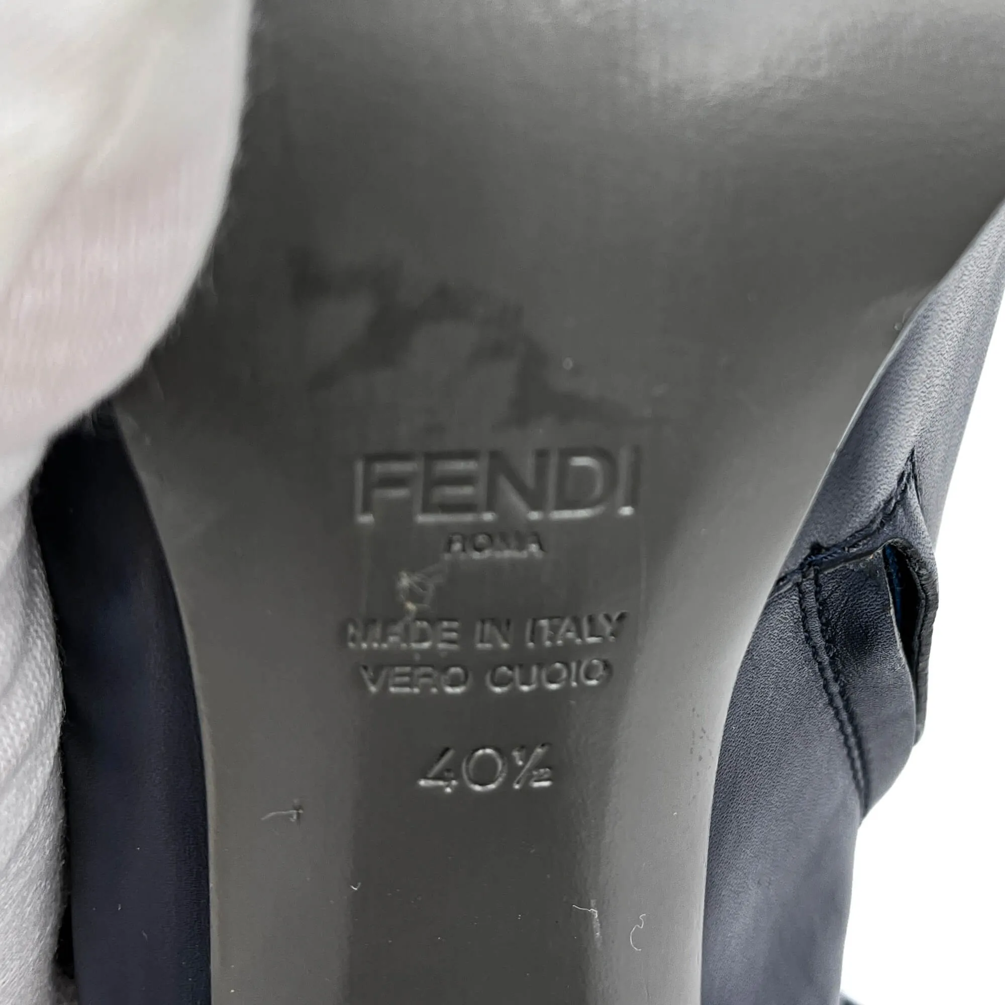 High Heel Ankle Boots Leather 40 1/2 Navy