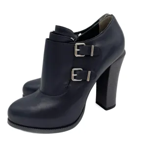 High Heel Ankle Boots Leather 40 1/2 Navy