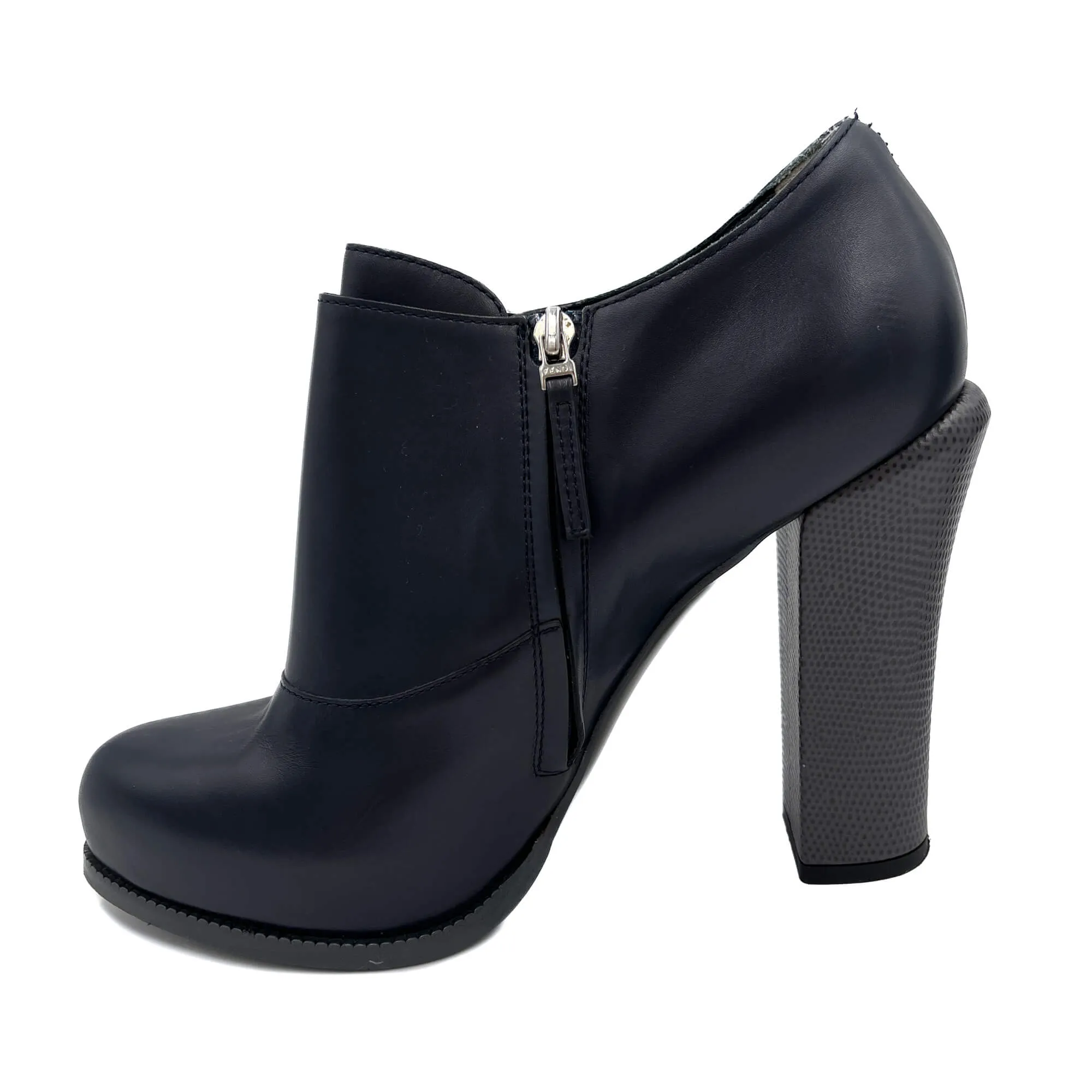 High Heel Ankle Boots Leather 40 1/2 Navy