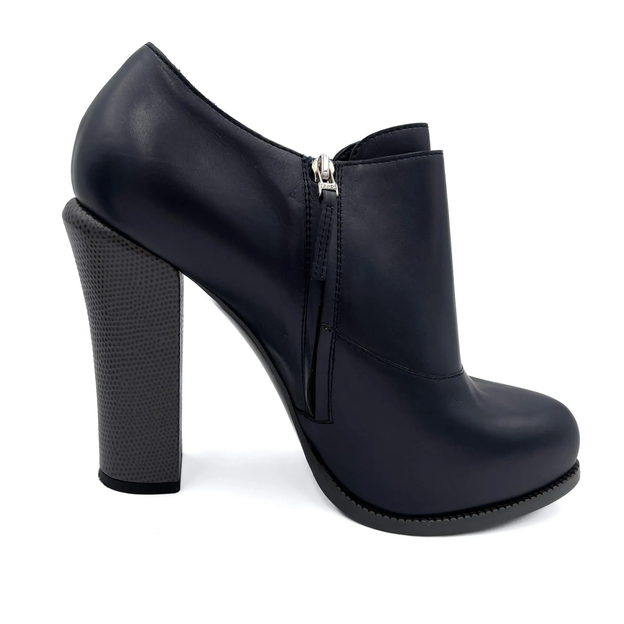 High Heel Ankle Boots Leather 40 1/2 Navy