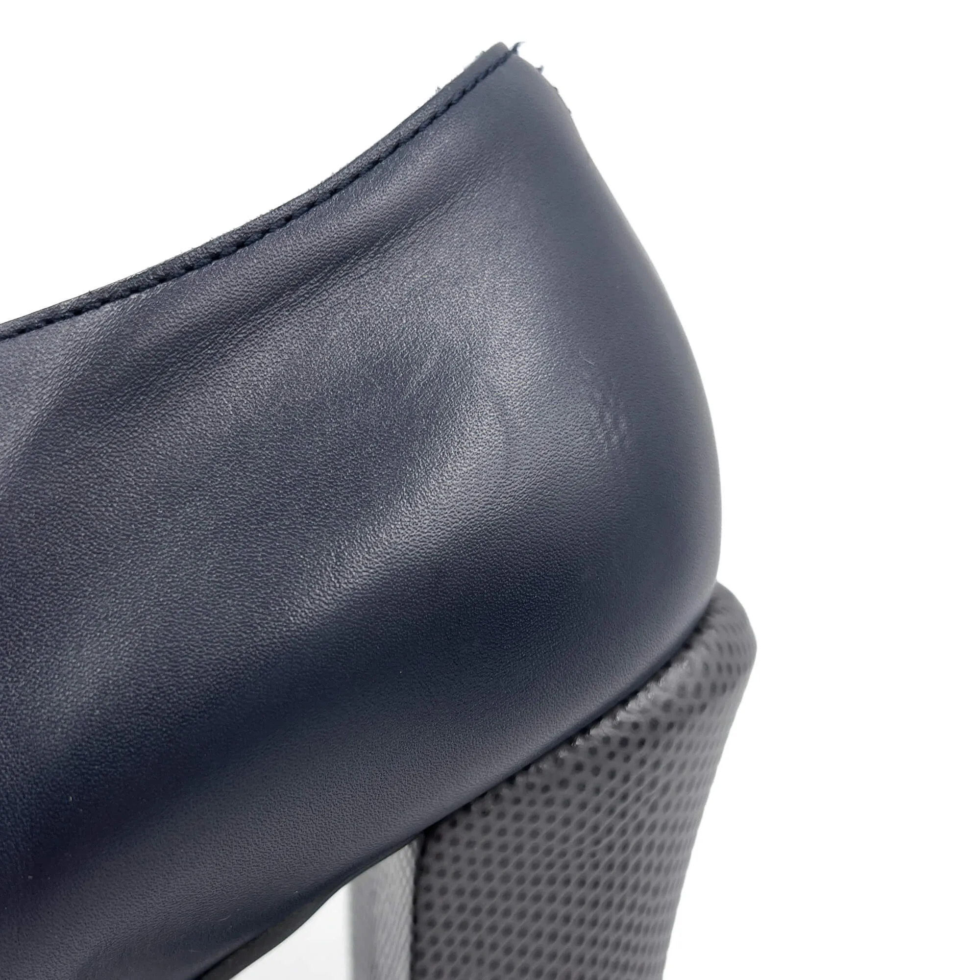 High Heel Ankle Boots Leather 40 1/2 Navy