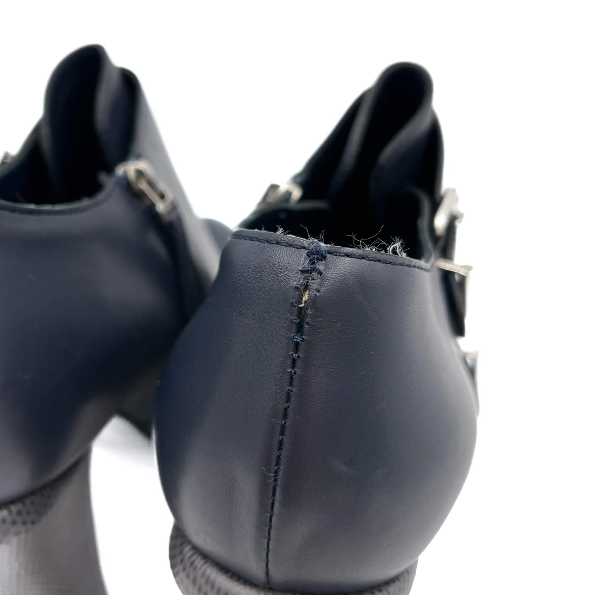 High Heel Ankle Boots Leather 40 1/2 Navy