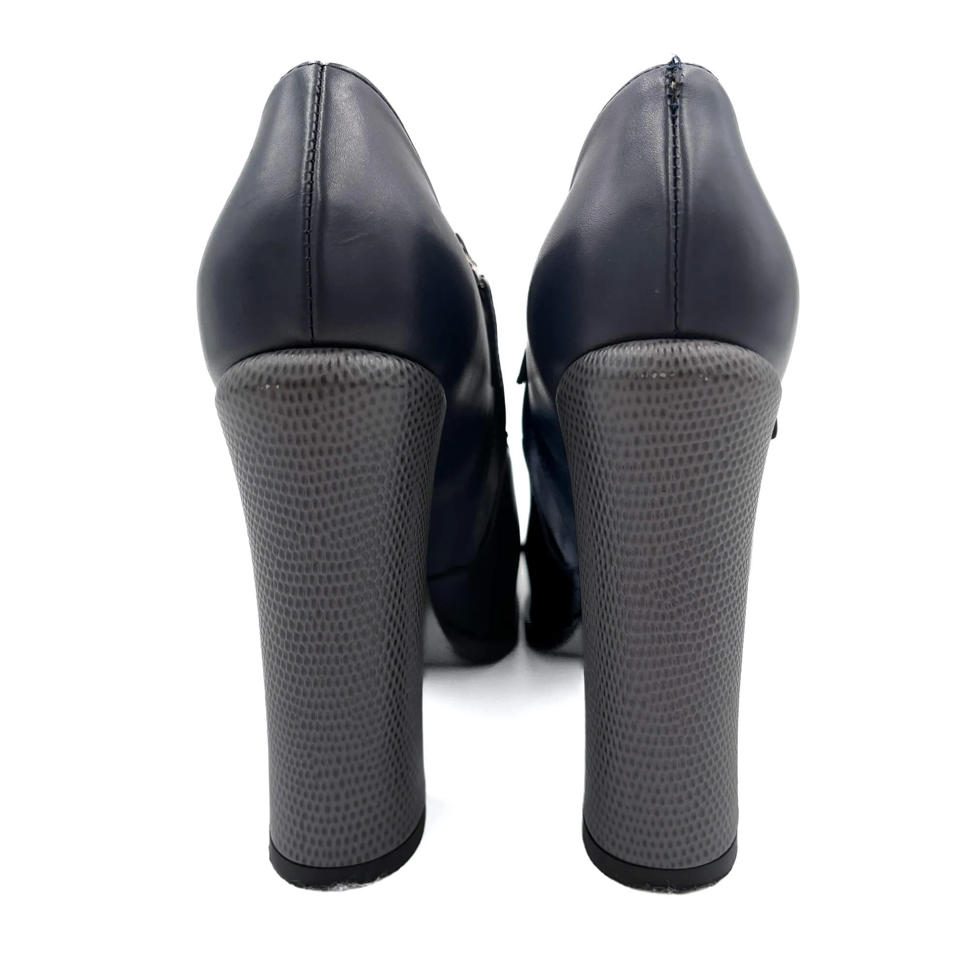 High Heel Ankle Boots Leather 40 1/2 Navy