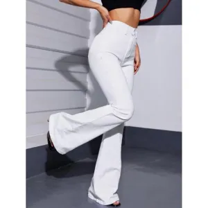 High waisted flared bootcut jeans white denim