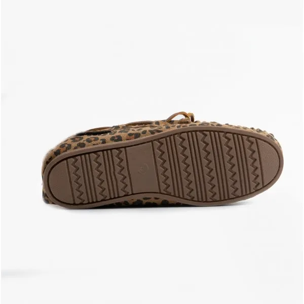 Hush Puppies ALLIE Womens Suede Moccasin Slippers Leopard