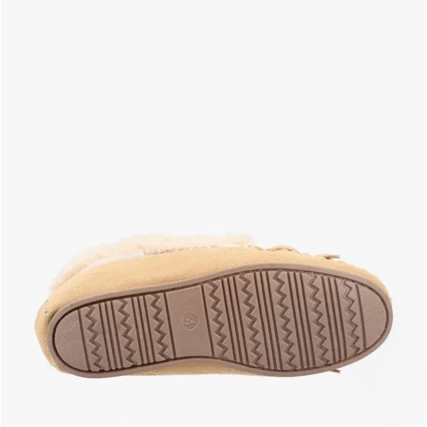 Hush Puppies PHILIPPA Womens Suede Moccasin Slippers Tan