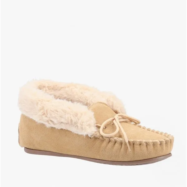 Hush Puppies PHILIPPA Womens Suede Moccasin Slippers Tan