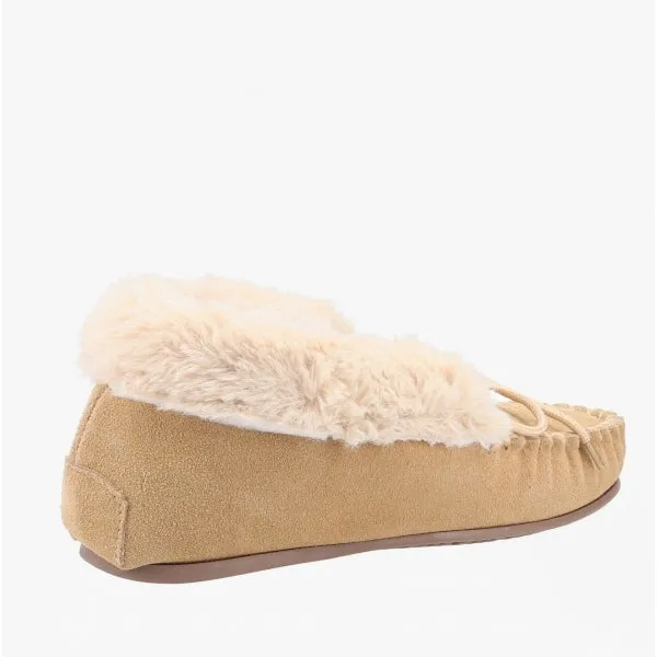Hush Puppies PHILIPPA Womens Suede Moccasin Slippers Tan