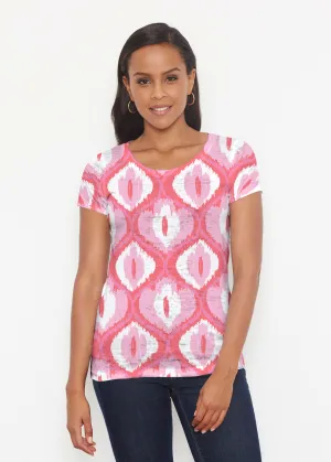 Ikat Buds Red/Pink (8096) ~ Short Sleeve Scoop Shirt