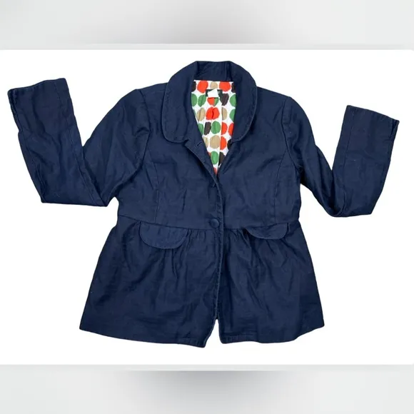 J. Crew Linen School Boy Dark Navy Blue Blazer Jacket 8