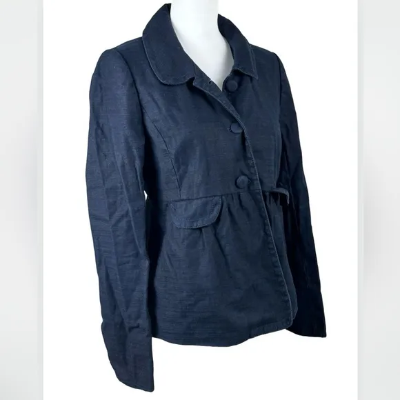 J. Crew Linen School Boy Dark Navy Blue Blazer Jacket 8