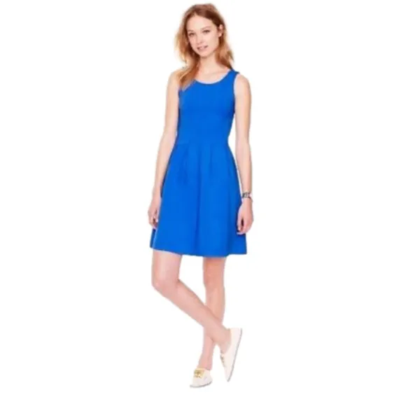J. CREW Ponte Bright Electric Blue Sleeveless Inverted Pleat Mini Dress, 12 T$