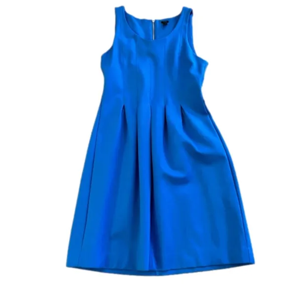 J. CREW Ponte Bright Electric Blue Sleeveless Inverted Pleat Mini Dress, 12 T$