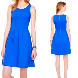 J. CREW Ponte Bright Electric Blue Sleeveless Inverted Pleat Mini Dress, 12 T$