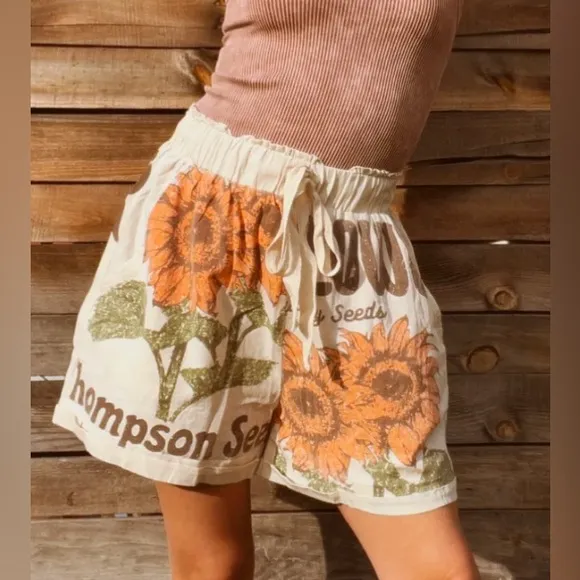 Jaded Gypsy Sunflower Shorts L/XL Boho Western Gypsy Chic Paperbag Flour Sack