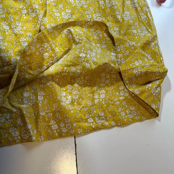 J.Crew Yellow High Neck Liberty Print Floral Ruffle Self Tie 100% Cotton Size XS