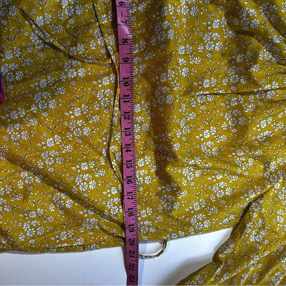 J.Crew Yellow High Neck Liberty Print Floral Ruffle Self Tie 100% Cotton Size XS