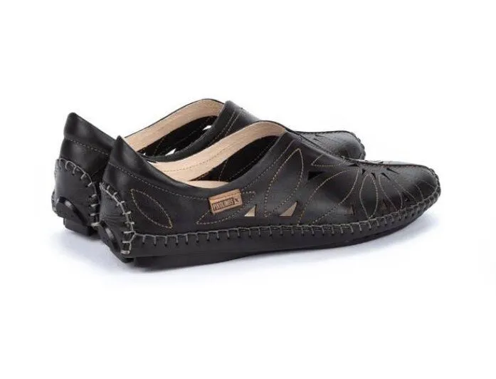 'Jerez' women's perforated summer slip-on shoe - black