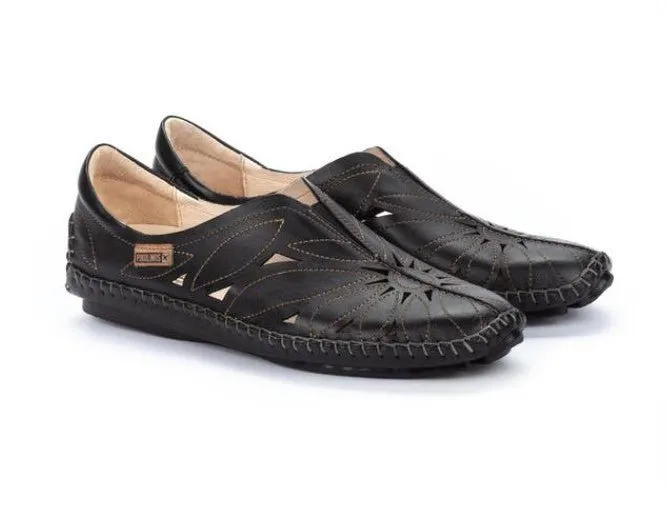 'Jerez' women's perforated summer slip-on shoe - black