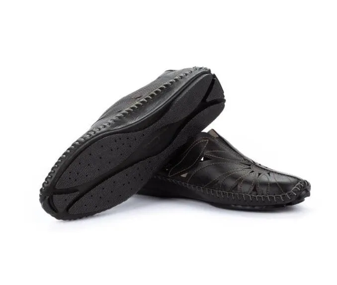 'Jerez' women's perforated summer slip-on shoe - black