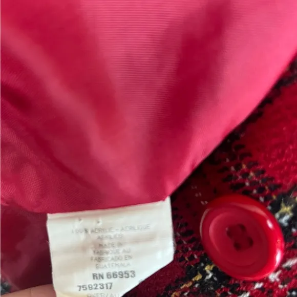 JOAN LESLIE Vintage Red Plaid Blazer Jacket Womens 8 Petite Holiday 1980 Acrylic
