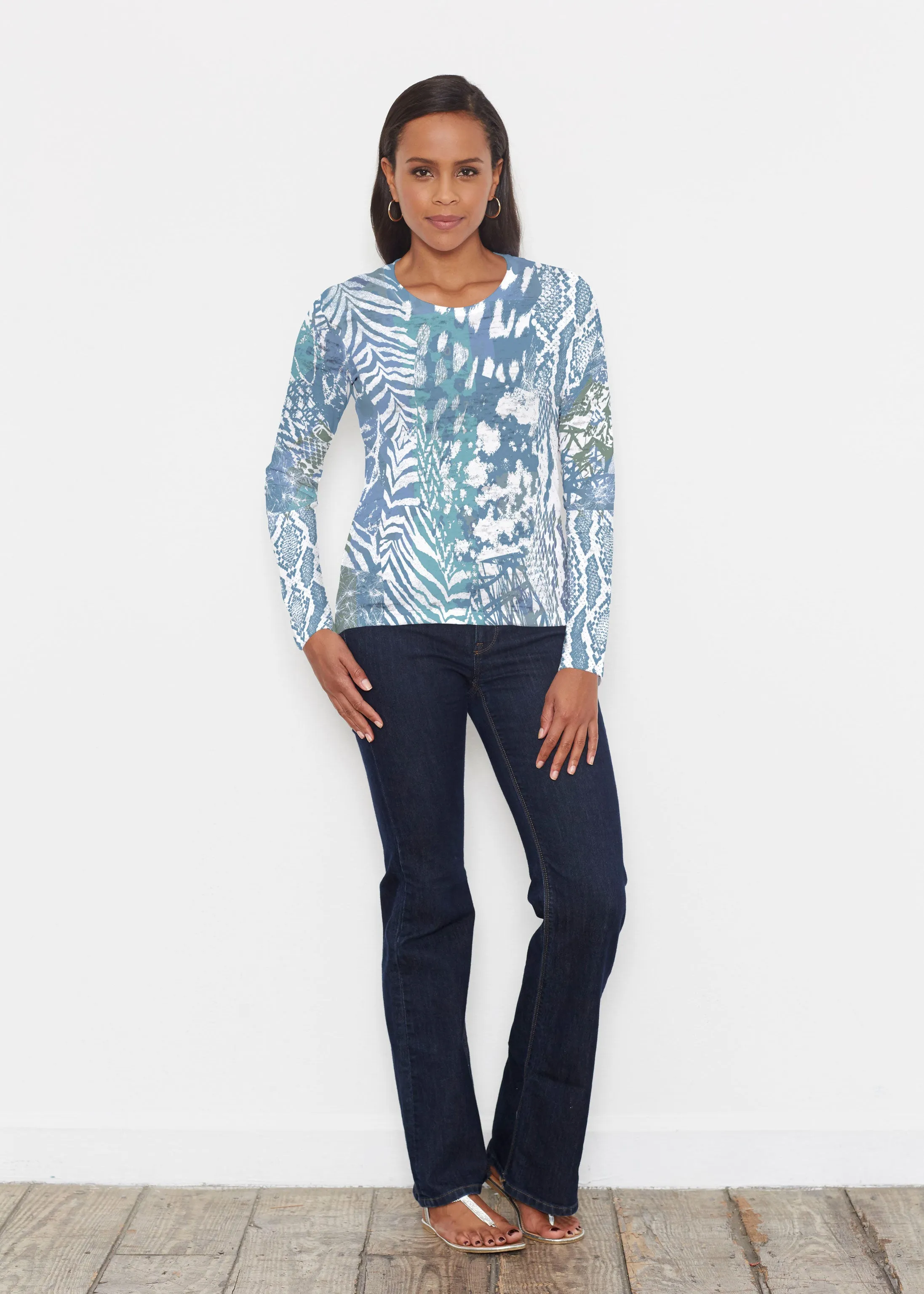 Jungle Warrior Blue (7850) ~ Signature Long Sleeve Crew Shirt