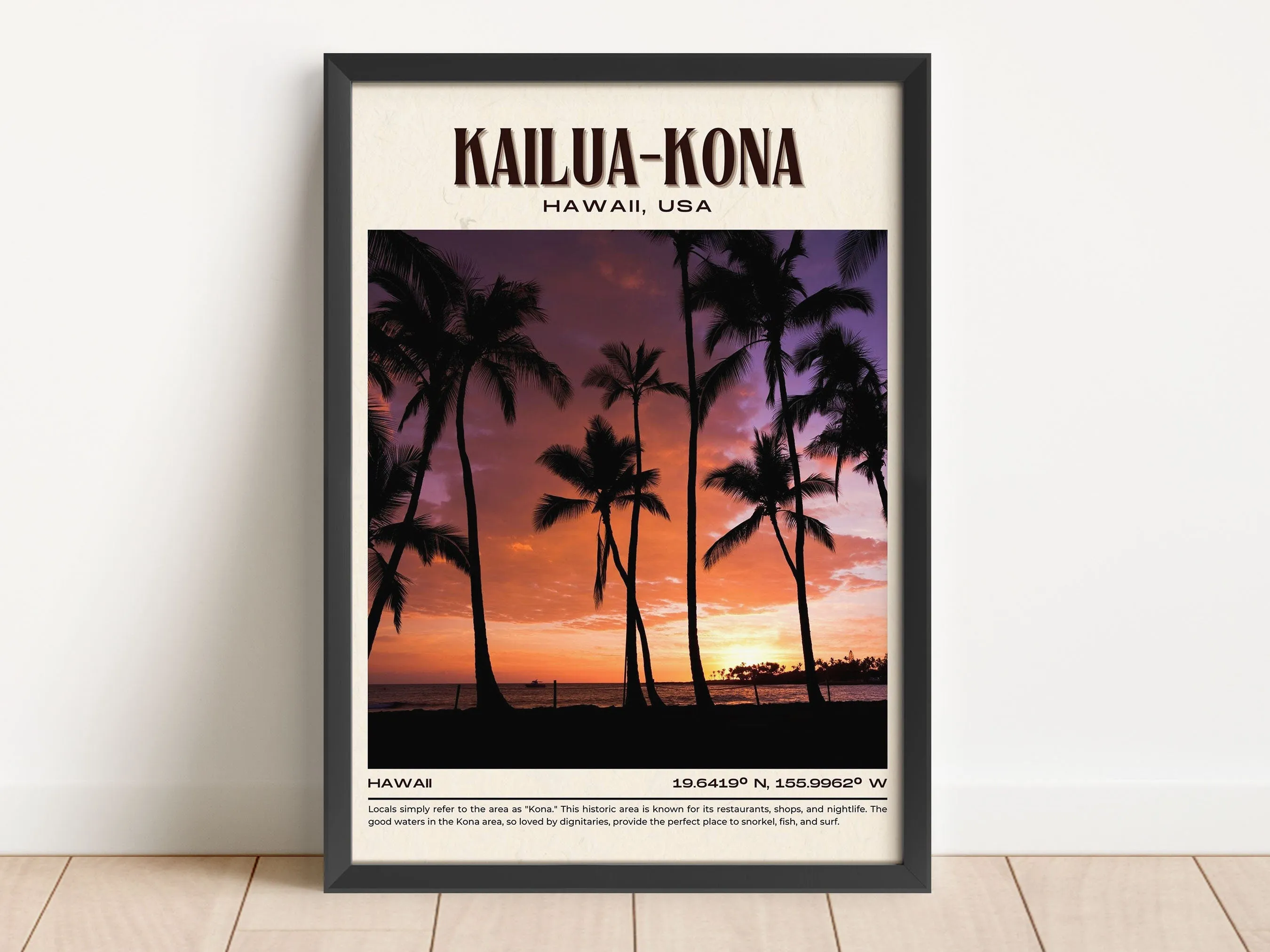 Kailua-Kona Vintage Wall Art, Hawaii, USA