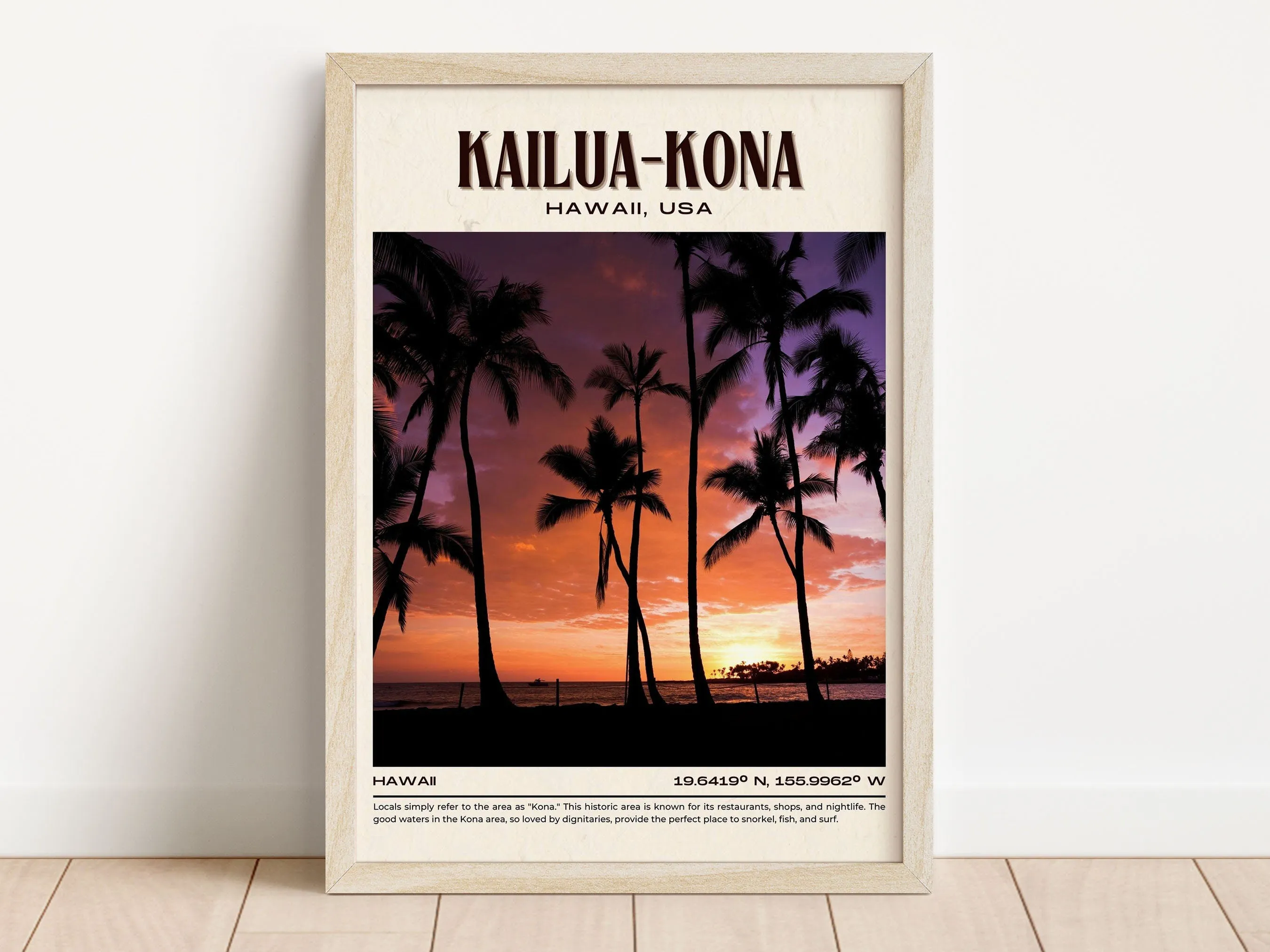 Kailua-Kona Vintage Wall Art, Hawaii, USA
