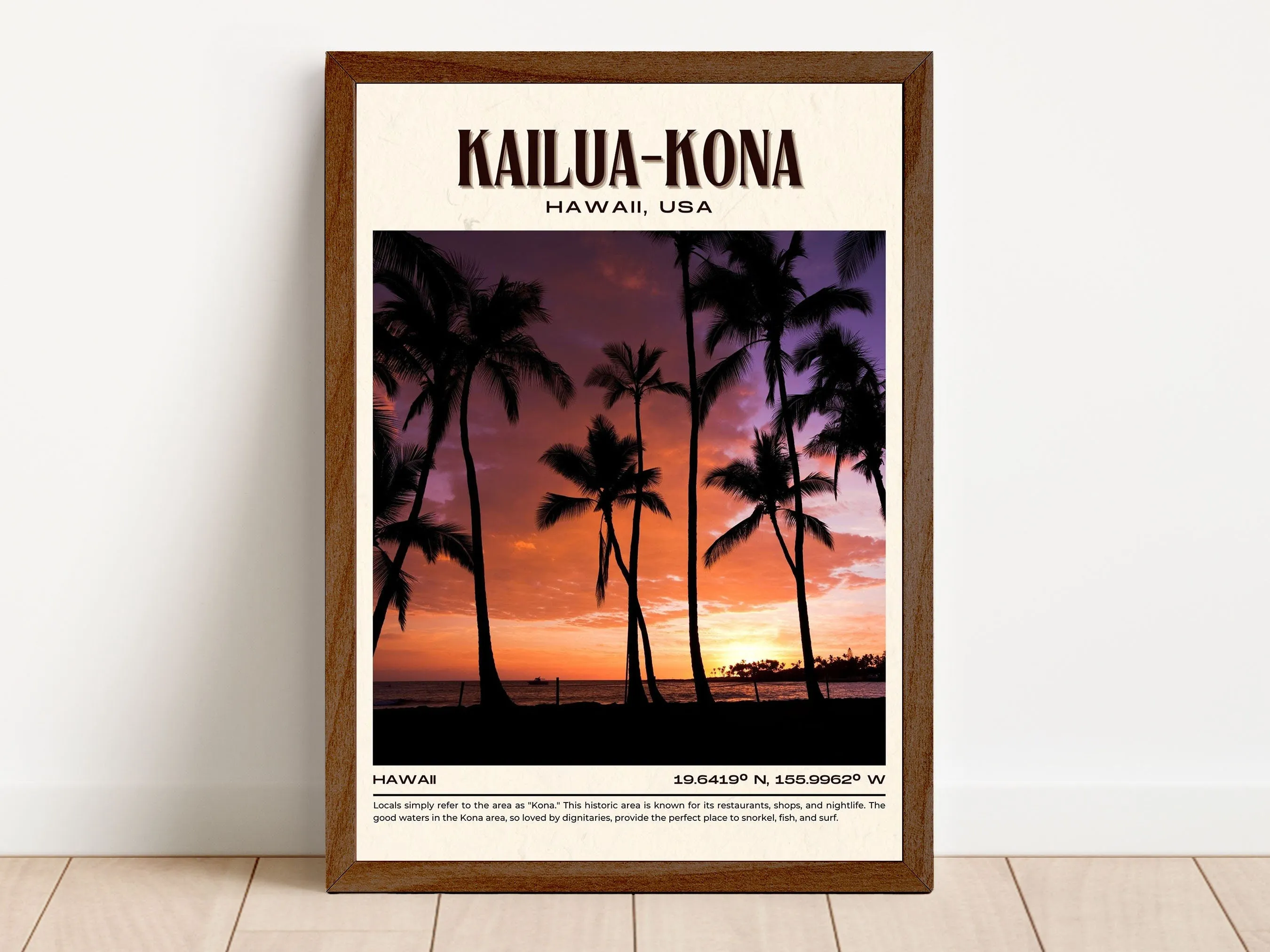 Kailua-Kona Vintage Wall Art, Hawaii, USA