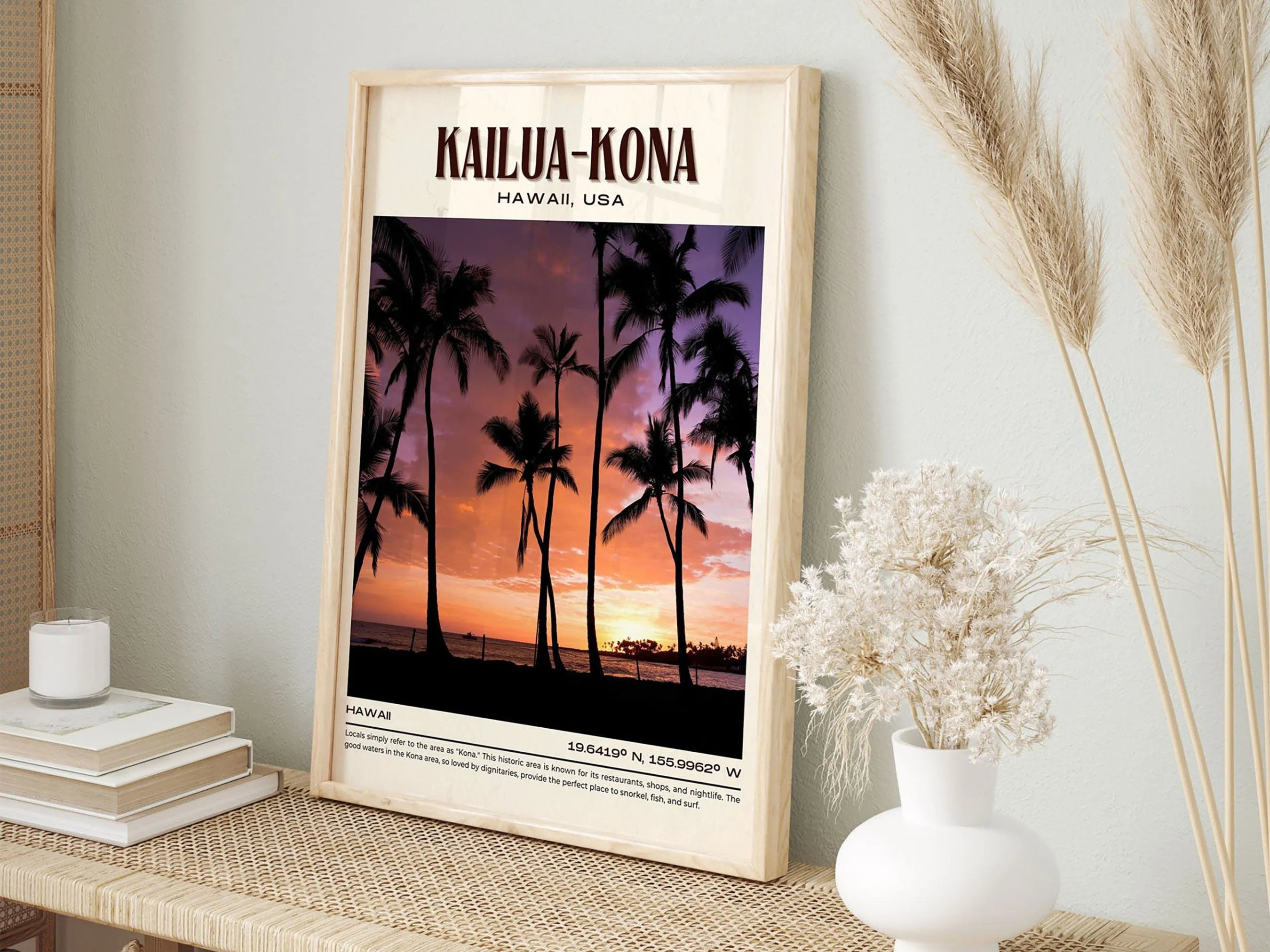Kailua-Kona Vintage Wall Art, Hawaii, USA